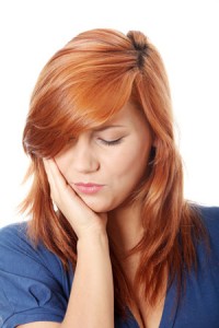 A woman with facial swelling from a dental abscess