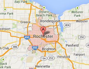 Map of Rochester, NY